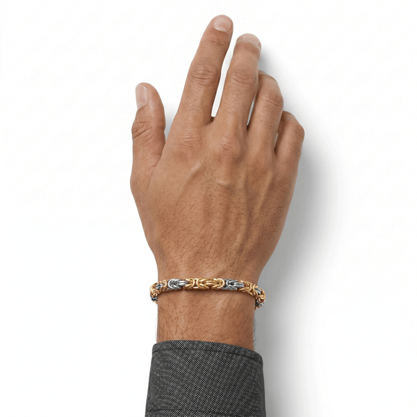 Gold Dual-Tone Woven Link Bracelet (18K Gold) hover