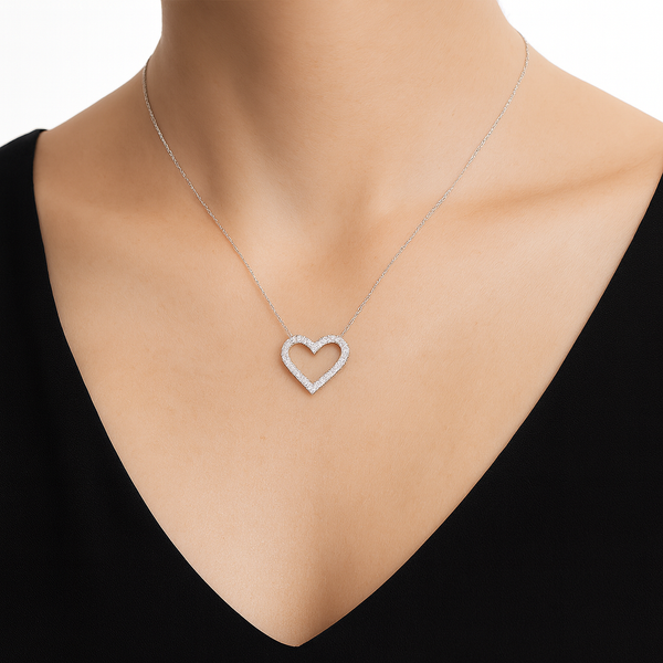 Natural Diamond Necklace Pendant in 18K White Gold hover