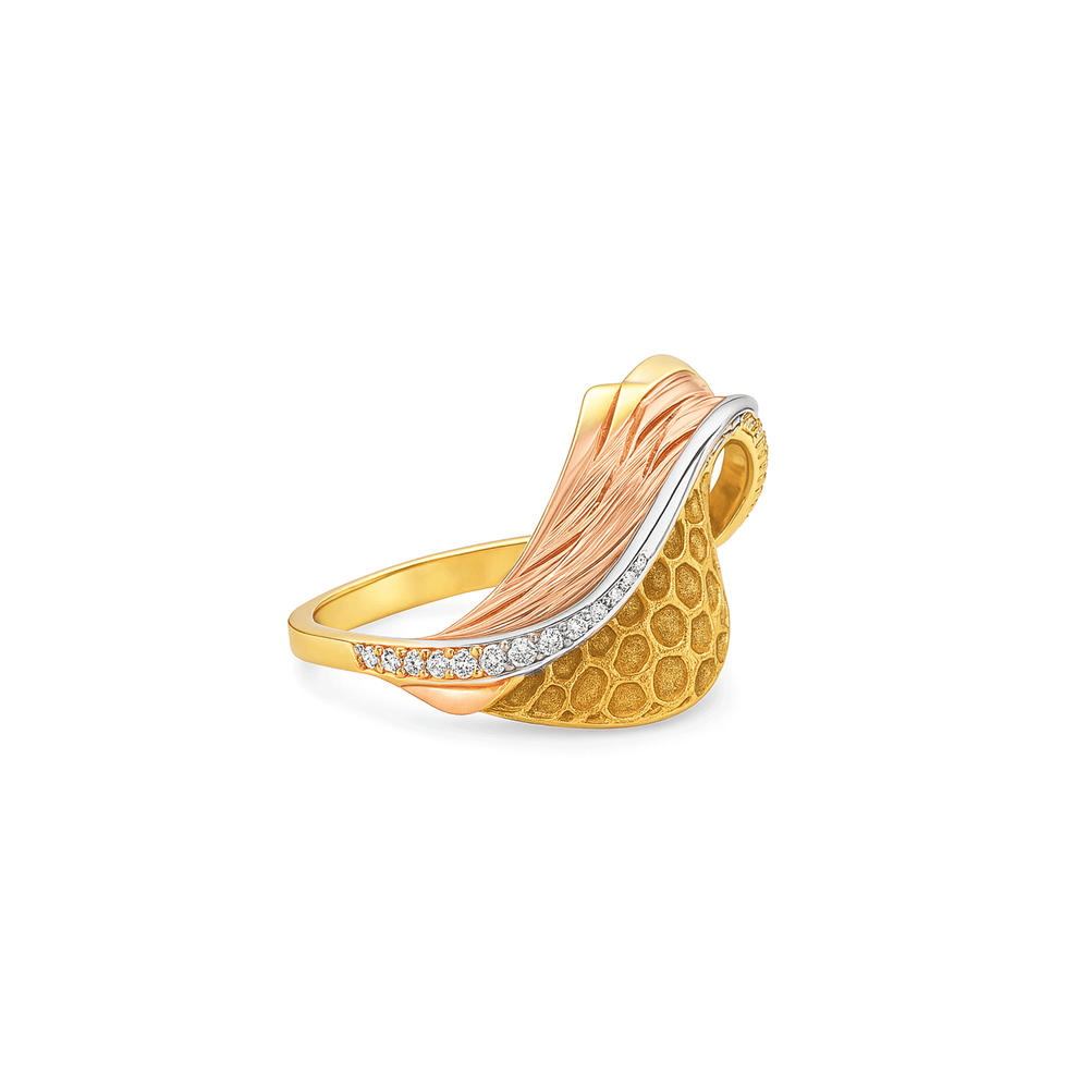 18K Gold Women's Statement Ring – Luxury High Polish Design