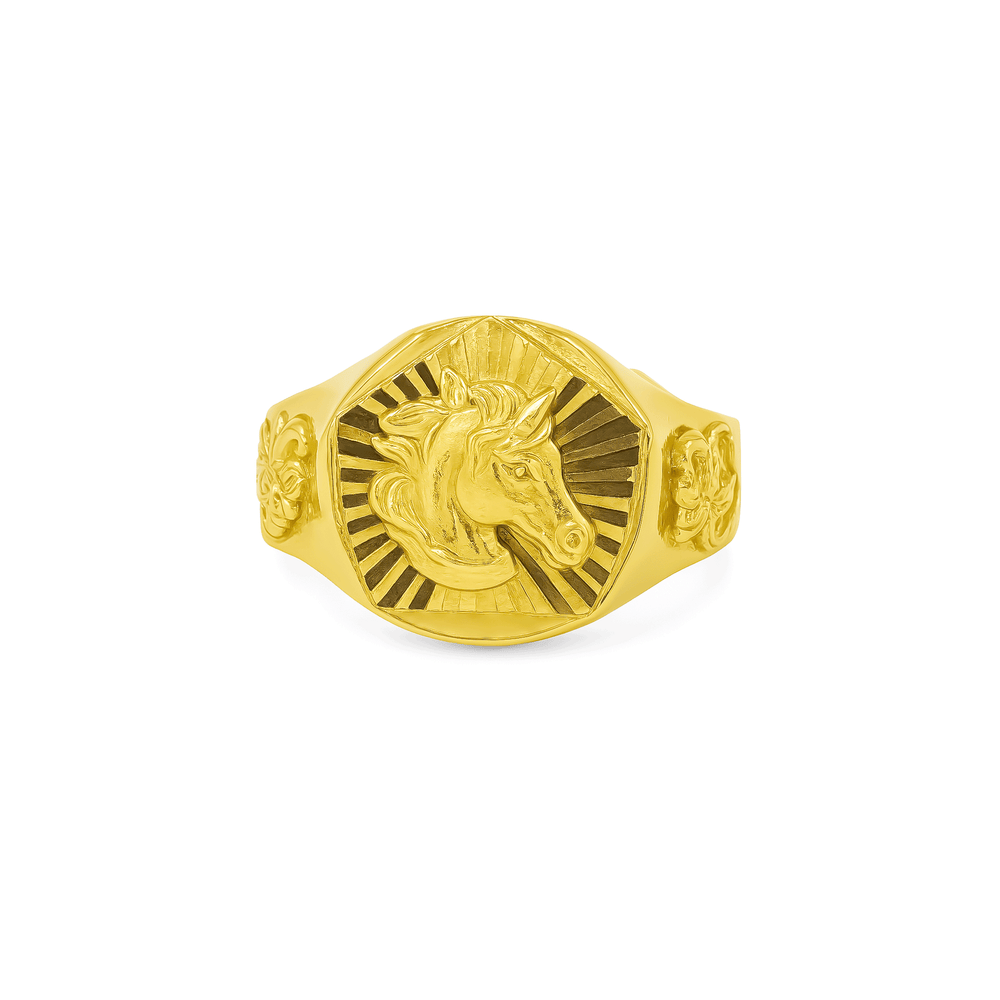 Gold Jewellery Sovereign Stallion Signet Mens Statement Ring – 18K Gold