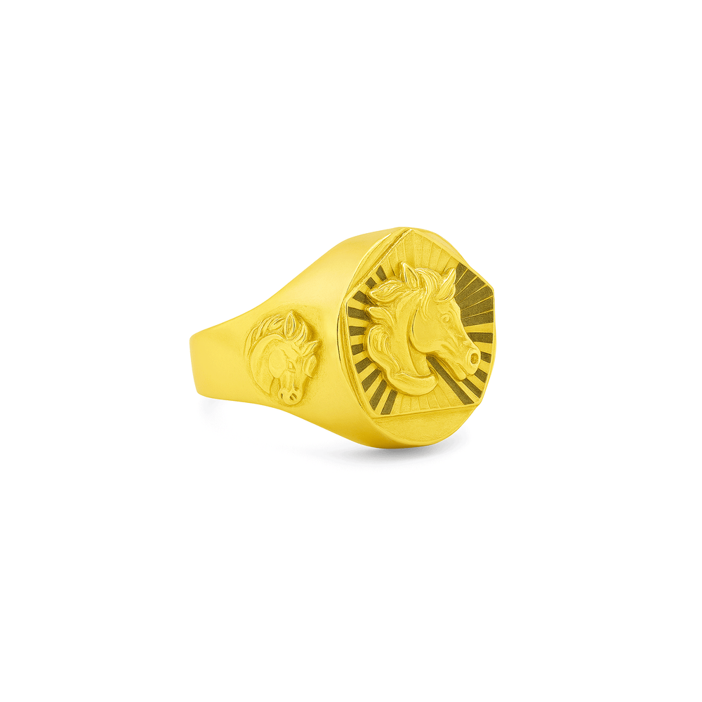 Gold Jewellery Sovereign Stallion Signet Mens Statement Ring – 18K Gold