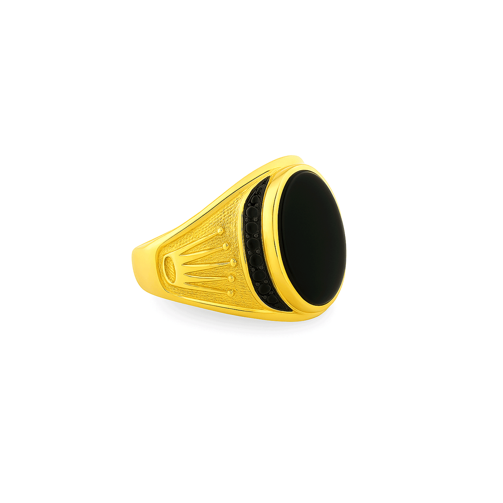 Gold Jewellery Mens Statement Ring – 18K High-Polish Luxury