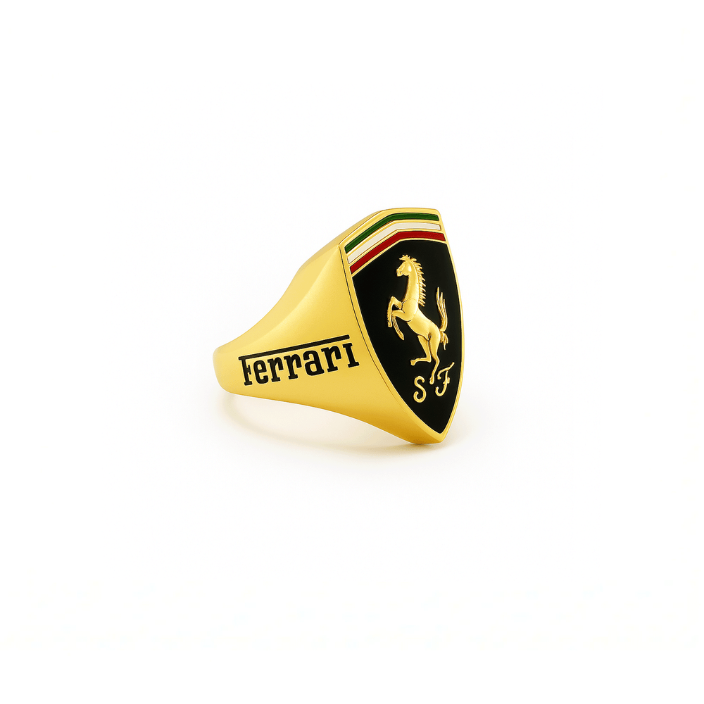 Men’s Ferrari Style Gold Ring – 18K Luxury Statement Ring