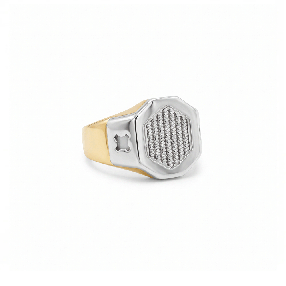 Hexa Crest 18K Gold Men's Ring