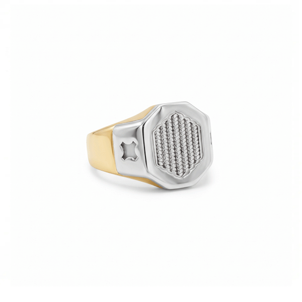Hexa Crest 18K Gold Men's Ring hover