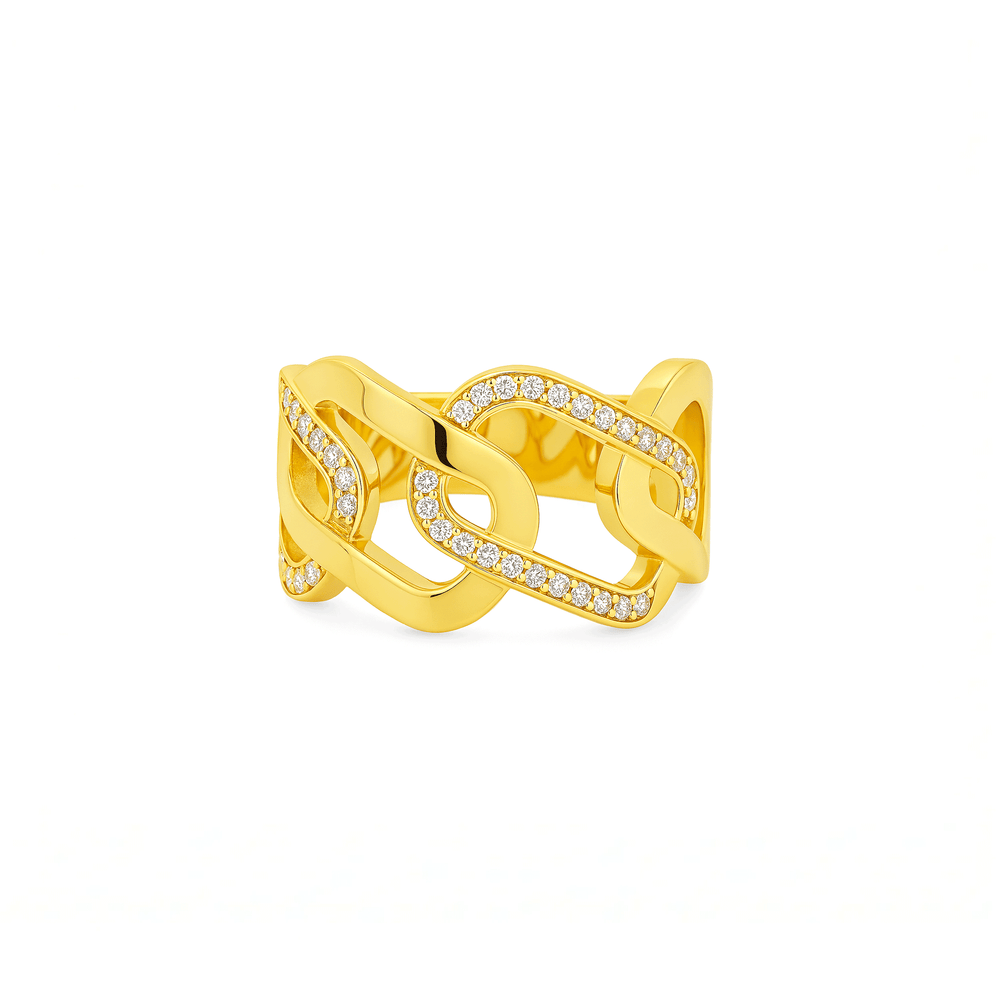 18K Gold Women’s Statement Ring – Elegant High-Polish Finish