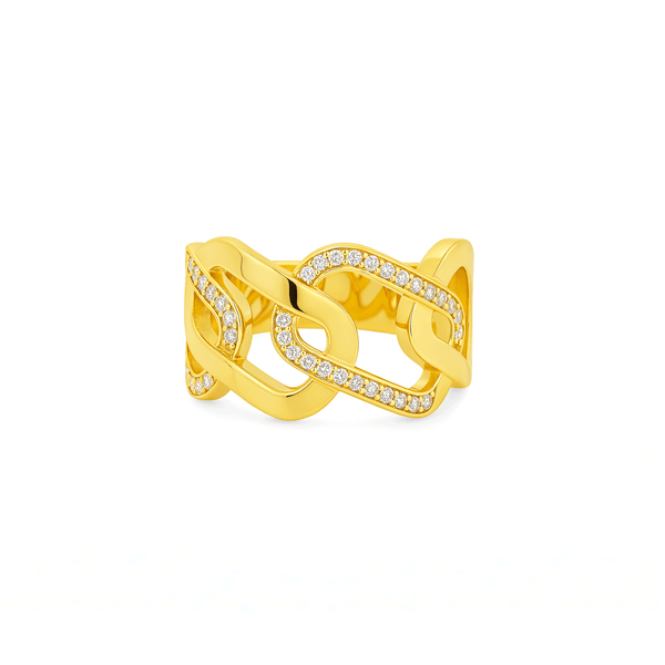 18K Gold Women’s Statement Ring – Elegant High-Polish Finish