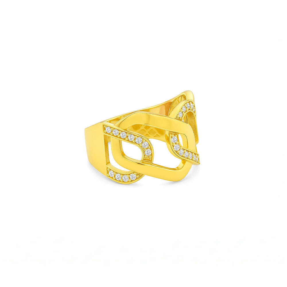 18K Gold Women’s Statement Ring – Elegant High-Polish Finish