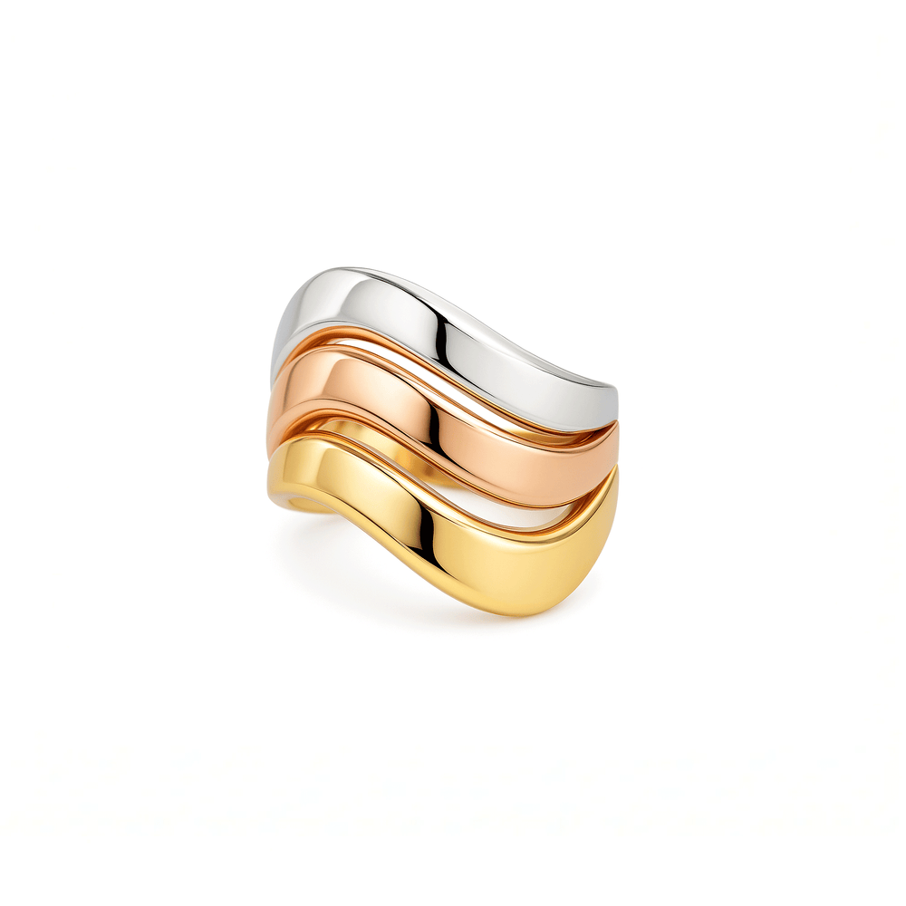 Gold Jewellery Women’s Three Tone Statement Ring – 18K Luxury Design