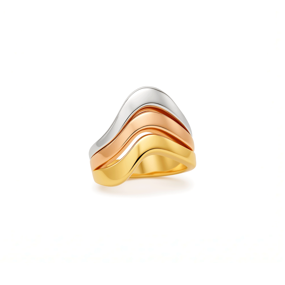 Gold Jewellery Women’s Three Tone Statement Ring – 18K Luxury Design
