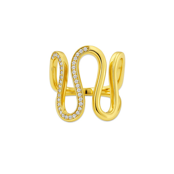 Golden Serpentine Wave Ring – 18K Gold