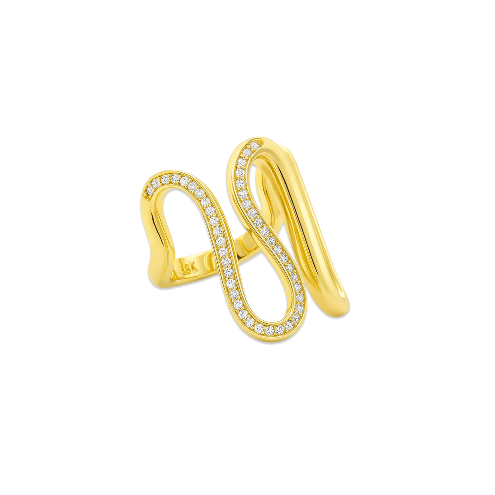 Golden Serpentine Wave Ring – 18K Gold