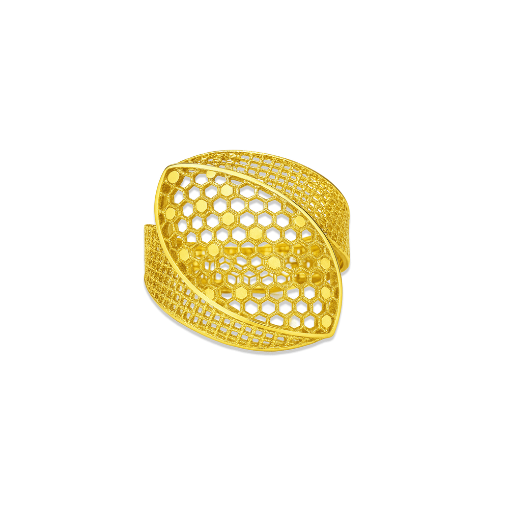 18K Gold Women’s Statement Ring – Elegant High-Polish Design