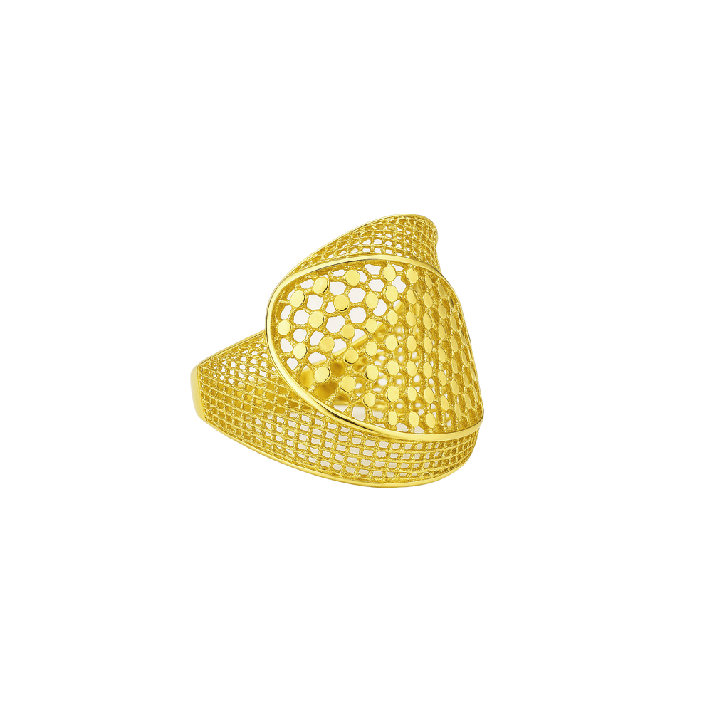 18K Gold Women’s Statement Ring – Elegant High-Polish Design