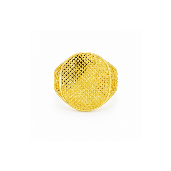 18K Gold Men’s Statement Ring – Elegant High Polish Finish