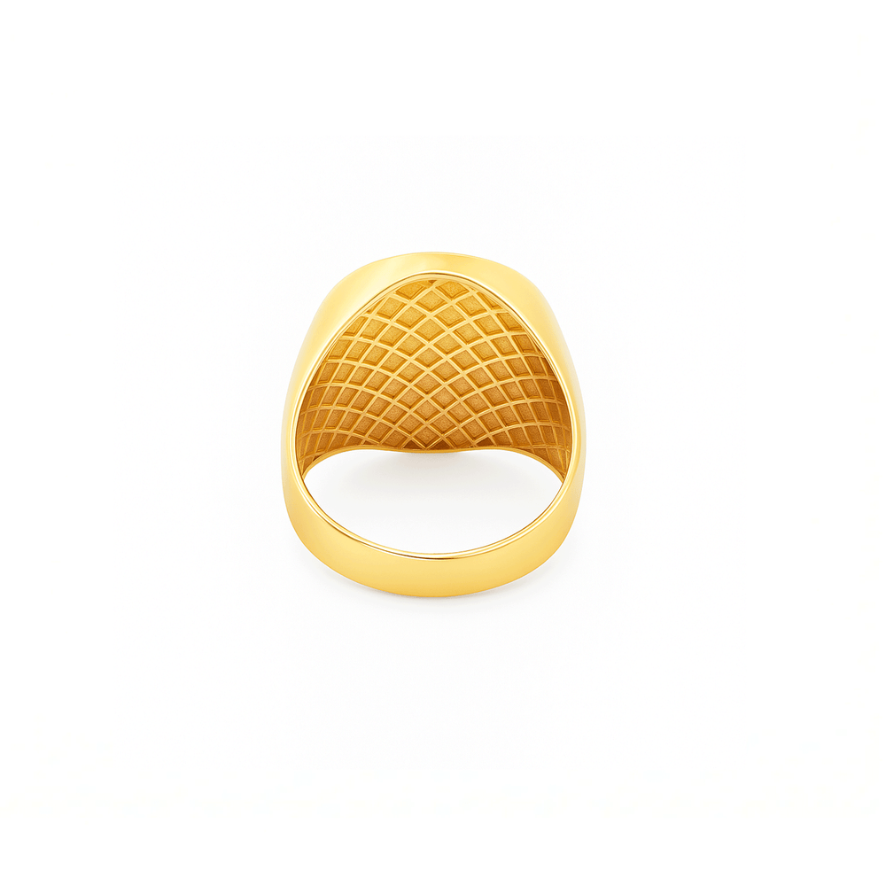 18K Gold Men’s Statement Ring – Elegant High Polish Finish