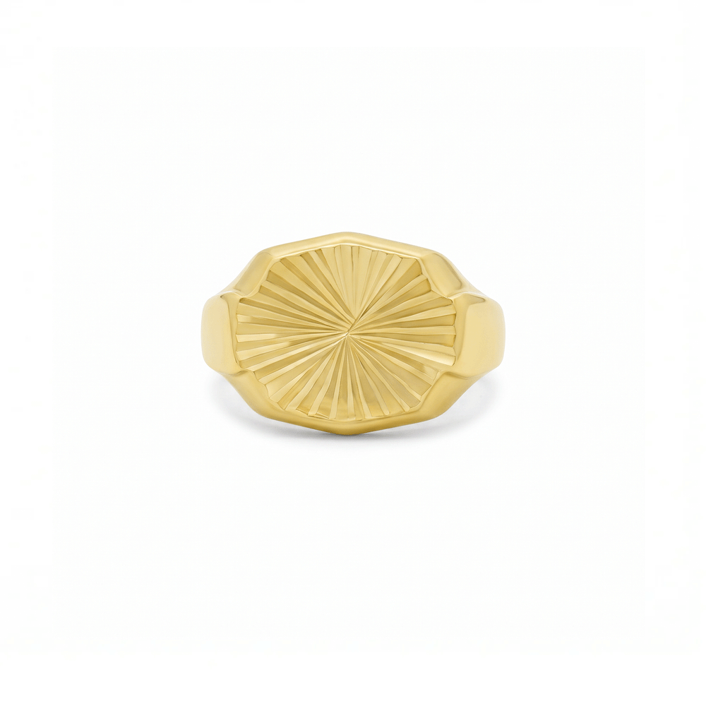 Solar Crest 18K Gold Men's Ring