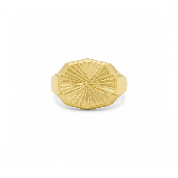 Solar Crest 18K Gold Men's Ring