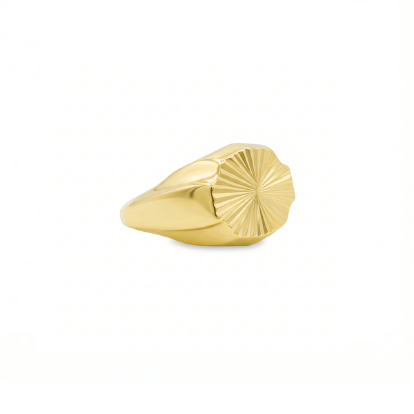 Solar Crest 18K Gold Men's Ring hover