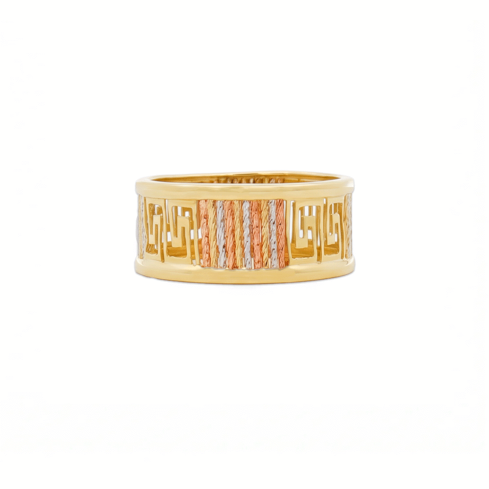 DualTone Geo Band 18K Gold Ring | Flashy Jewellery