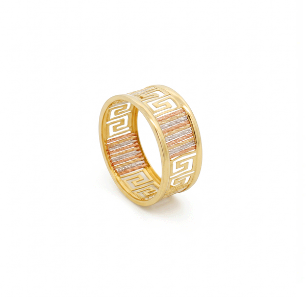 DualTone Geo Band 18K Gold Ring | Flashy Jewellery hover