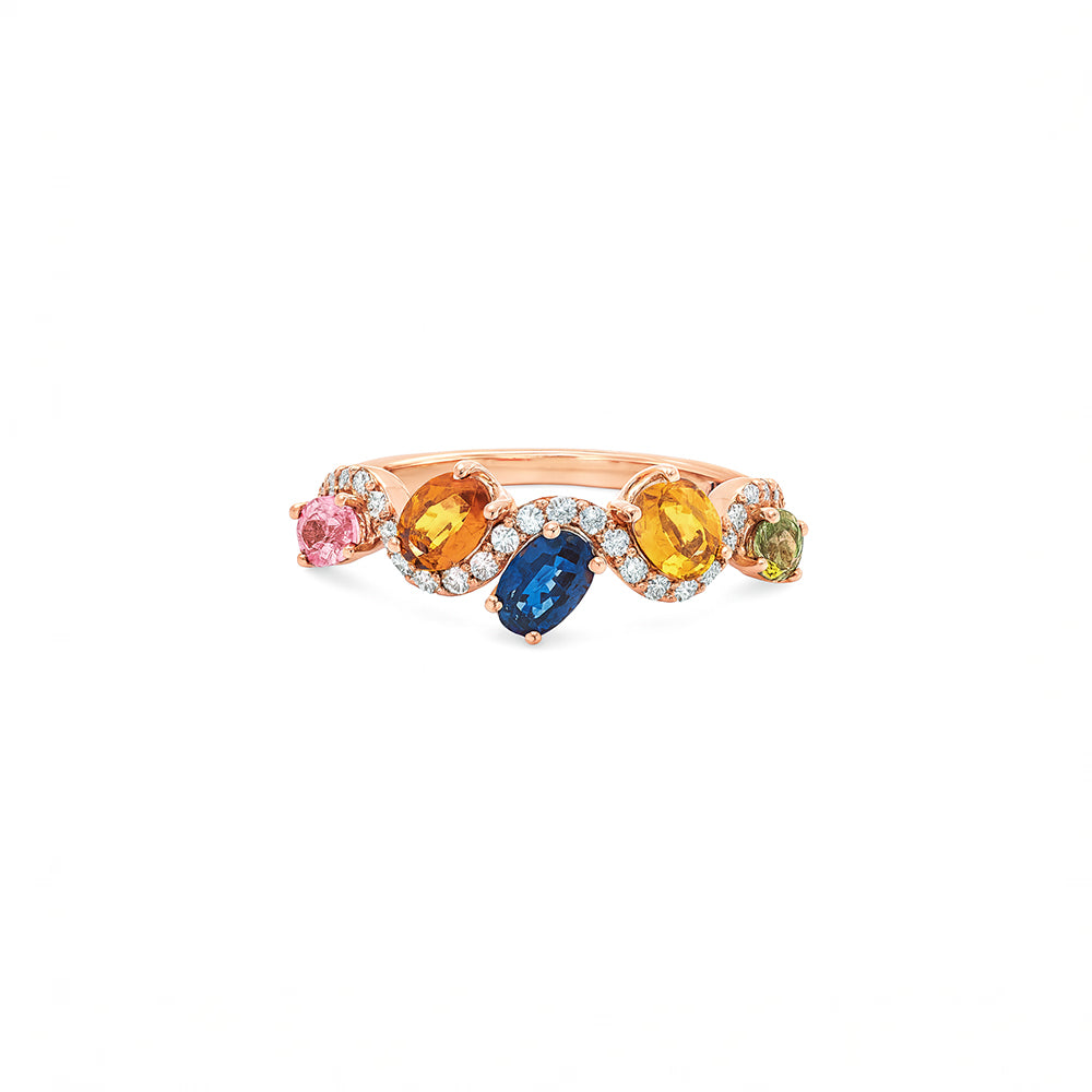 18K Rose Gold Sapphire & Natural Diamond Statement Ring