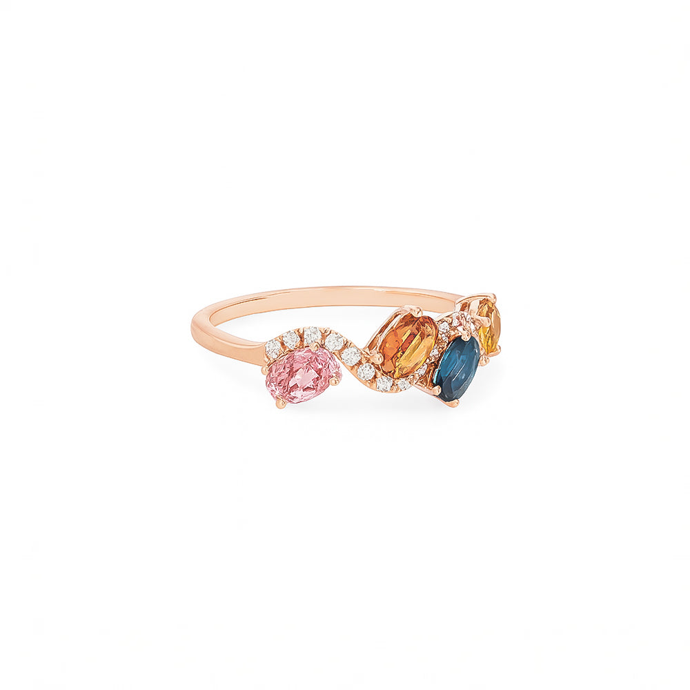 18K Rose Gold Sapphire & Natural Diamond Statement Ring