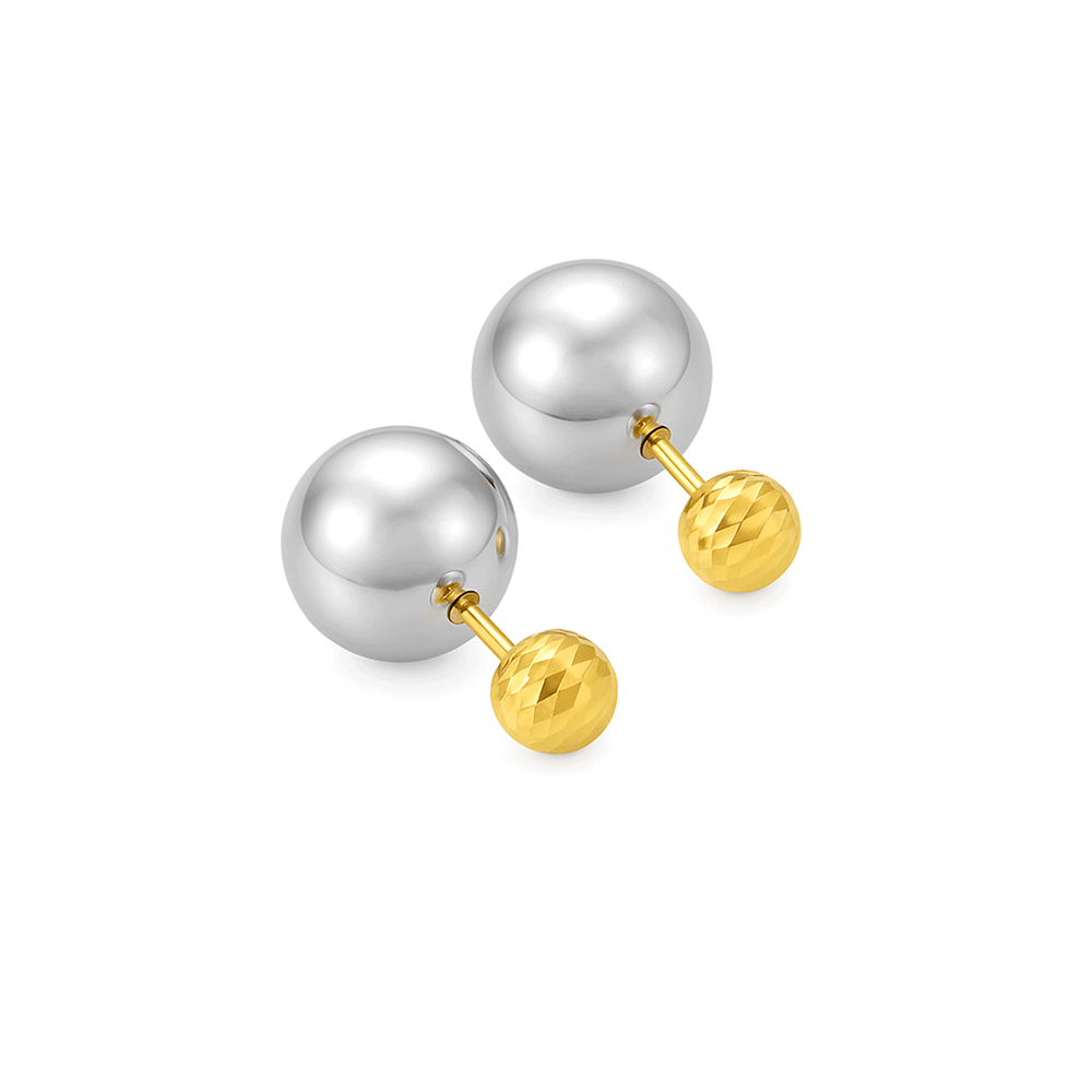 18K White Gold Ball Stud Earrings – High Polish Luxury Finish