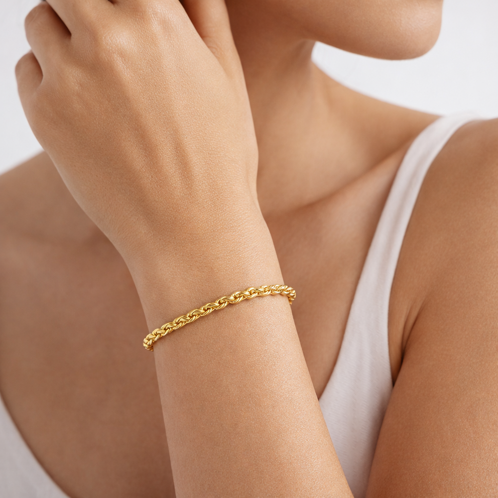 18K Gold Rope Chain Bracelet – Luxury Gold Bracelet