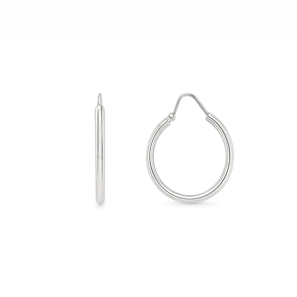 18K White Gold Classic Hoop Earrings