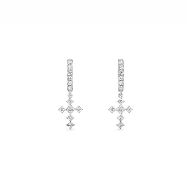 Natural Diamond Drop Dangle Earrings – 18K White Gold