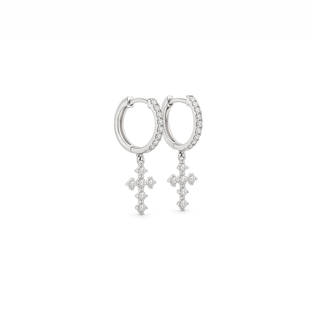 Natural Diamond Drop Dangle Earrings – 18K White Gold