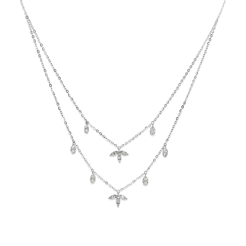Natural Diamond Layered Necklace in White Gold